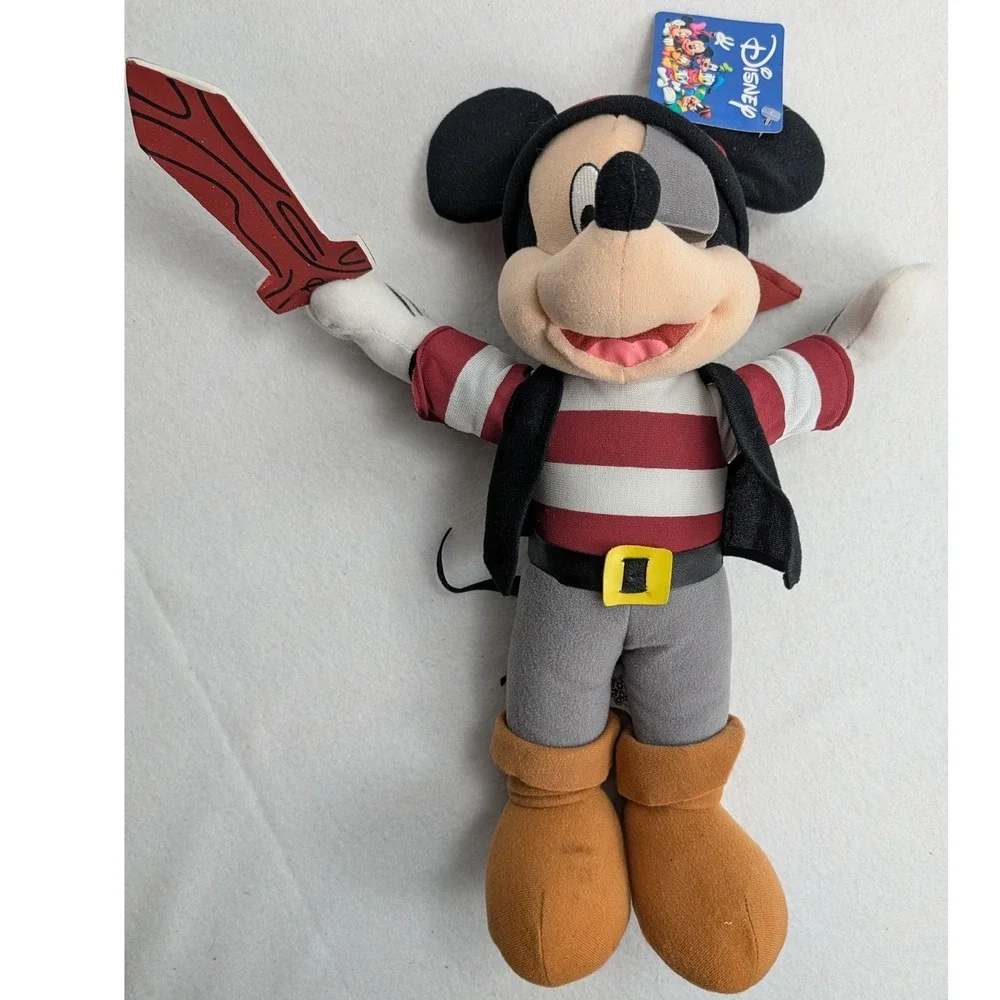 Disney Mickey Mouse Pirate Plush Toy Factory Red Bandana Eye Patch Small